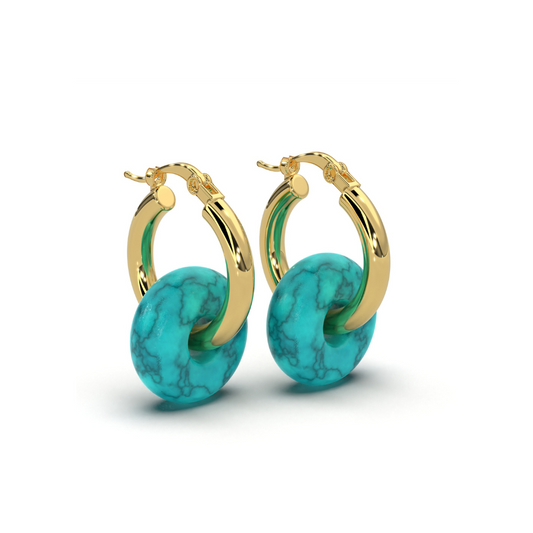 Dual Turquoise Gold Earring