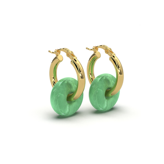 Dual Jade Earrings Gold Plated