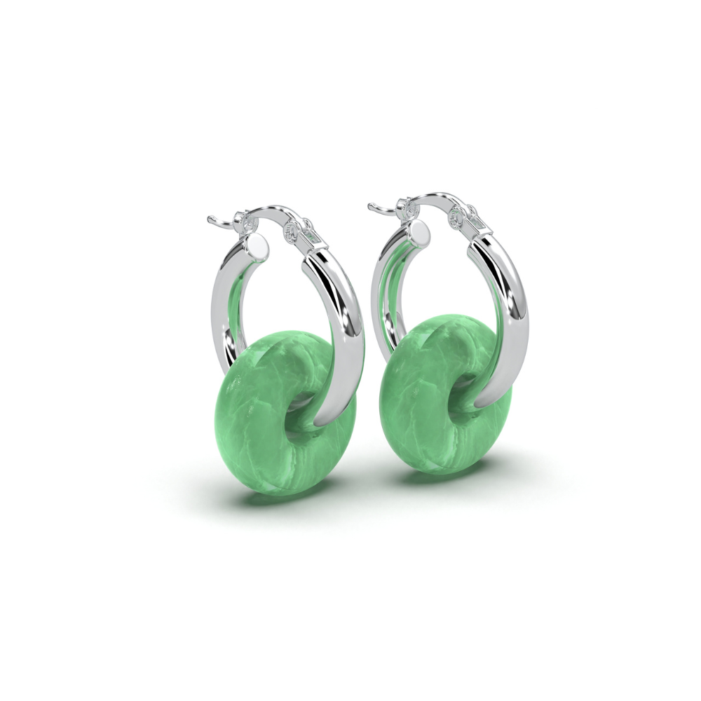 Dual Jade Earring Silver