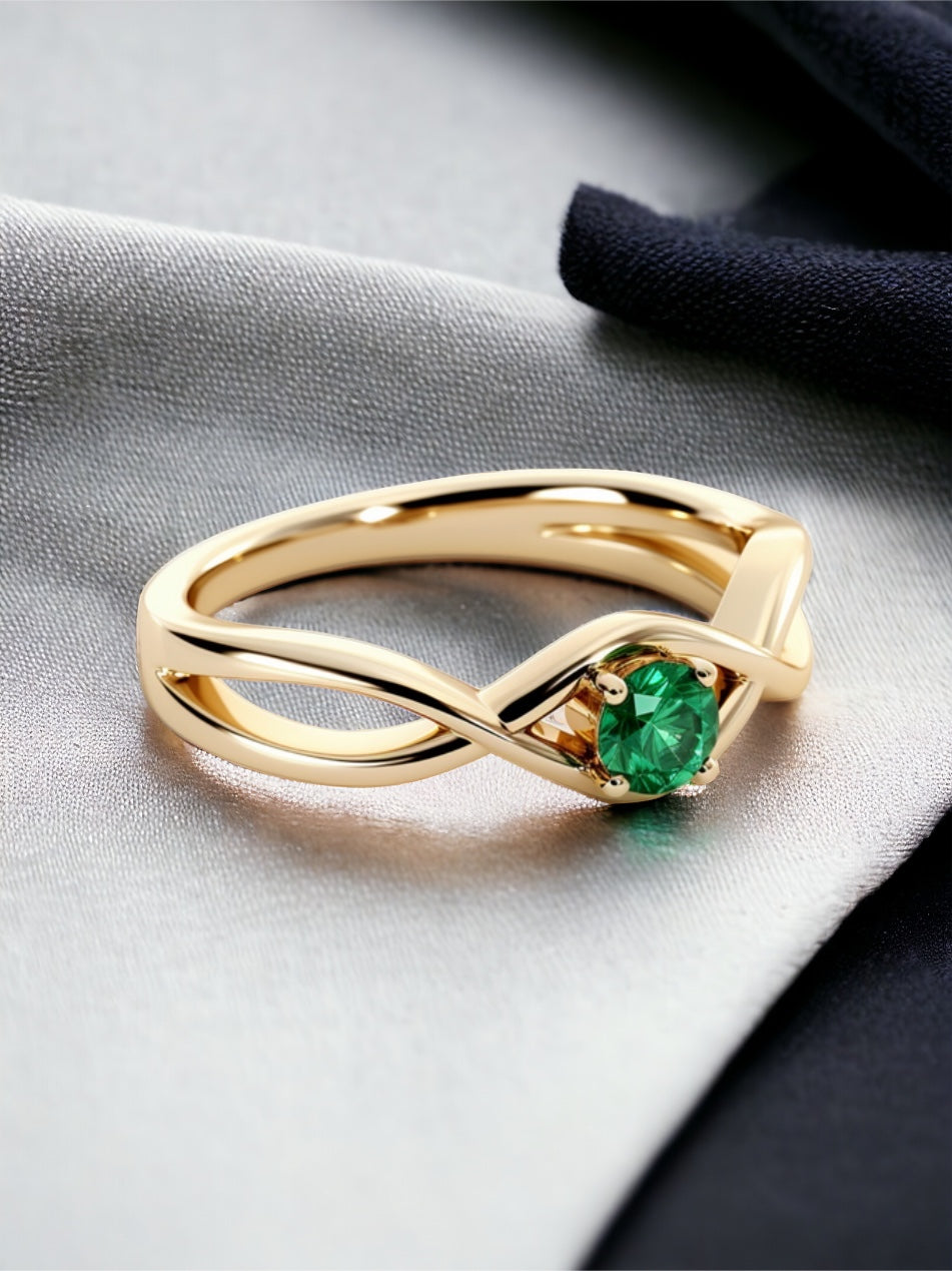 Eternal Vine 18k Gold Emerald Ring